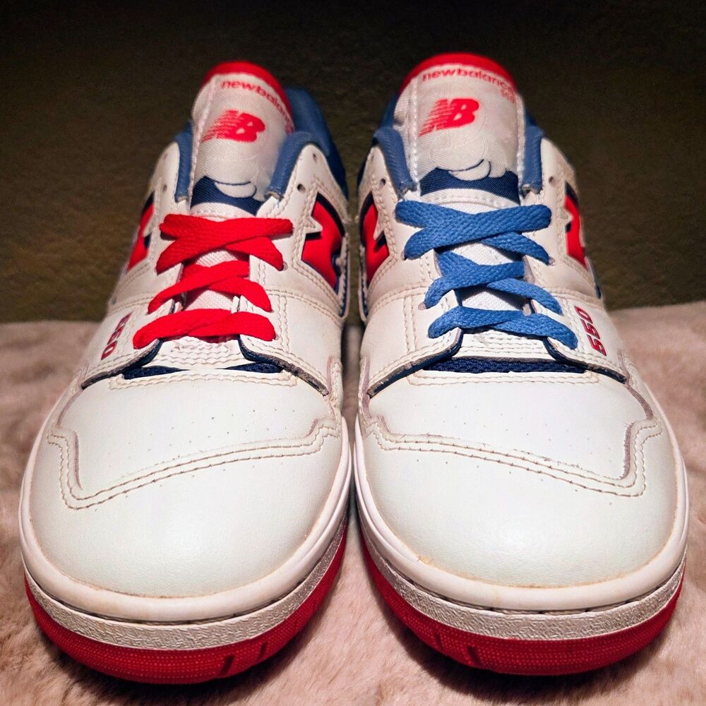 New Balance 550 Red Atlantic Blue Retro Low Top Sneakers Mens 7 Womens 8.5 - Picture 4 of 9